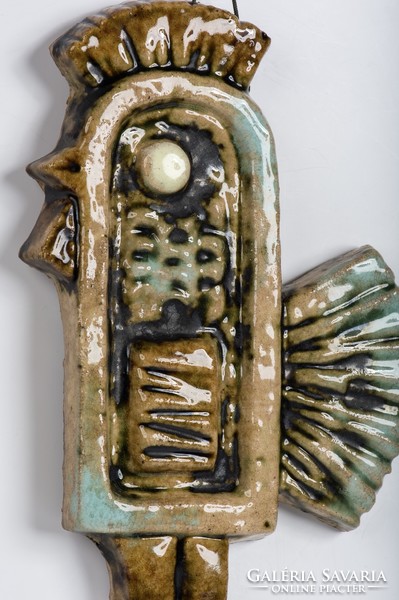 Zsolnay pyrogranite ceramic wall decoration - bird - cluster pearl