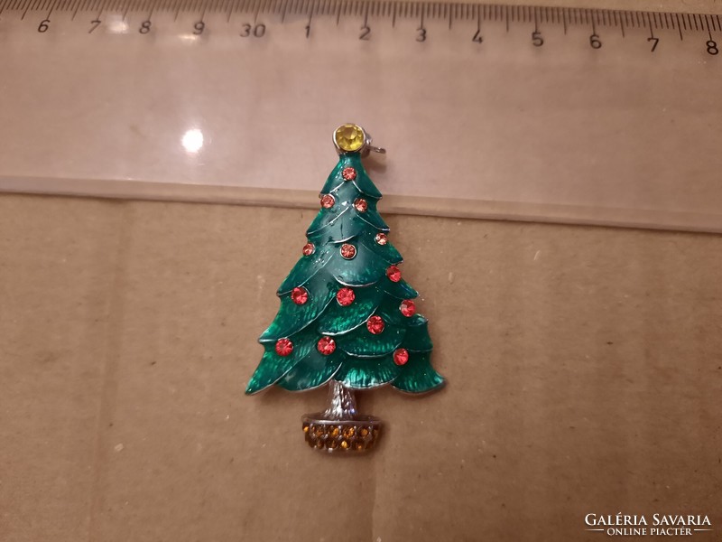 Piros köves karácsonyfa kitűző/ karácsonyfadísz , Alkudható