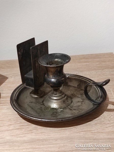 Antique pewter candle and match holder!