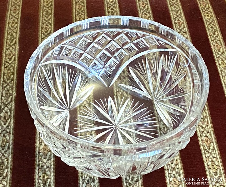 Thick retro lead crystal glass serving bowl 18.5 X 9 cm