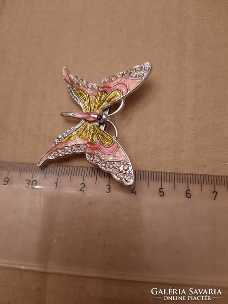 Pink yellow butterfly fire enamel pin/ Christmas tree decoration, negotiable