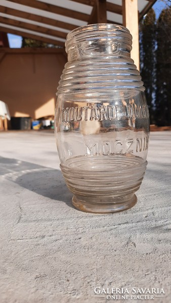 Antik MOCZNIK mustáros üveg - 19 cm.