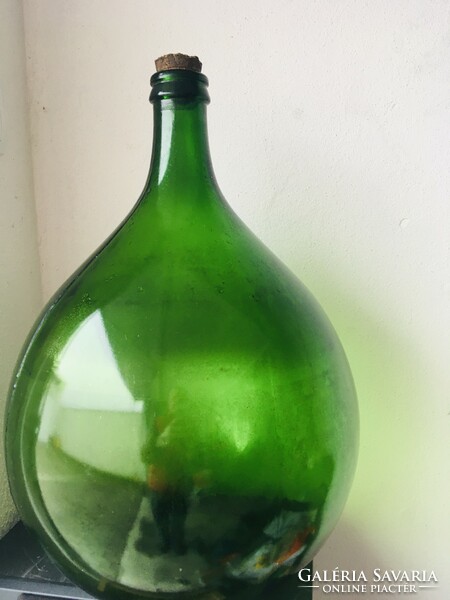 Old huge green glass balloon- wine glass bottle more than 50 cm