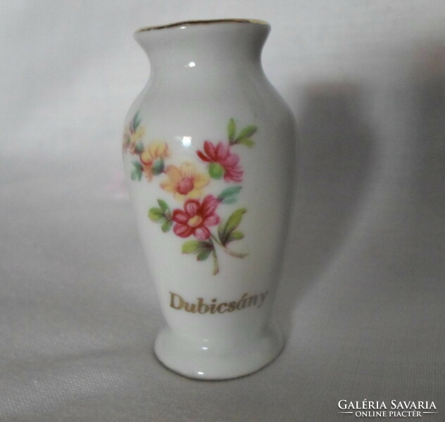 Hollóház porcelain violet vase, floral mini vase (dubicsány, memorial)