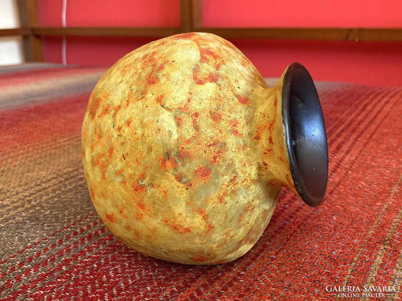 Applied art ceramic vase with matte glazed stone effect