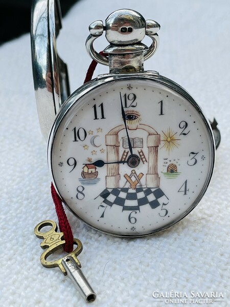 Antique pocket watch with silver case and key, 1800s, flawless, working condition!