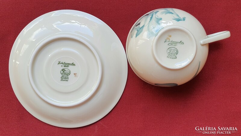 2 sets Hutschenreuther Bavarian German porcelain coffee tea cup saucer poppy flower pattern