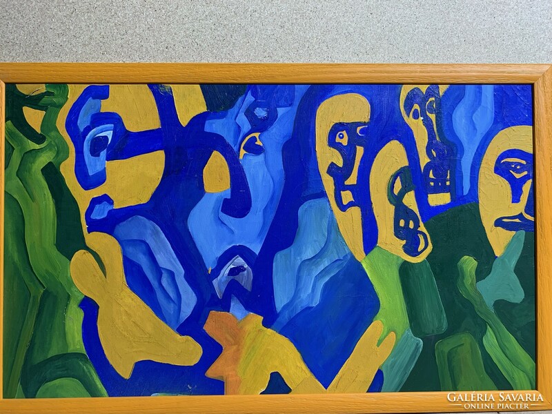 Painting by Austrian contemporary abstract artist, 47 x 80 cm.0216