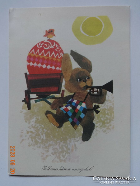Régi grafikus húsvéti üdvözlő képeslap, postatiszta - Tomaska Irén rajz
