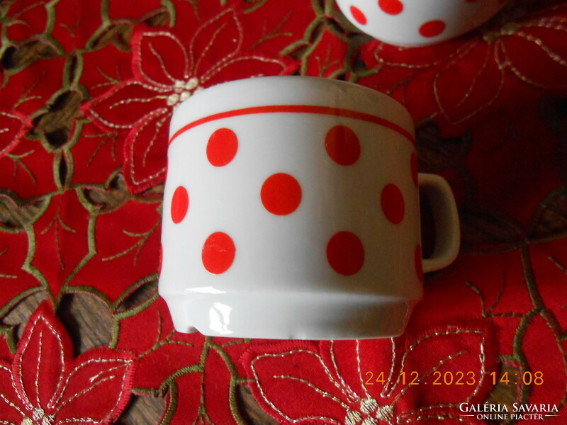 Zsolnay red polka dot coffee cup