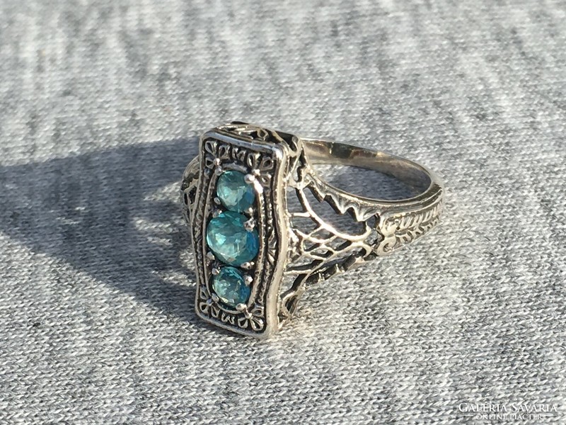 Women's silver ring aquamarine