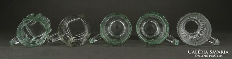 1P941 old small glass jar glass mug 5 pieces