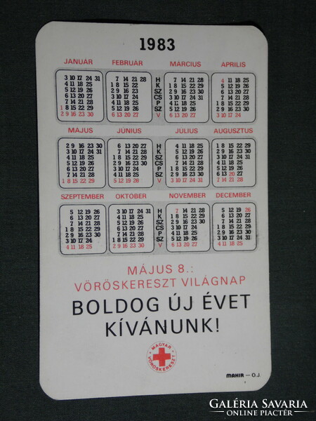 Card calendar, Hungarian Red Cross, brush teeth, graphic, humorous, 1983, (4)