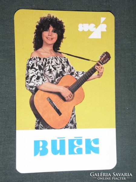 Kártyanaptár, Sugár áruház, Budapest, erotikus női modell,gitár,1982,   (4)