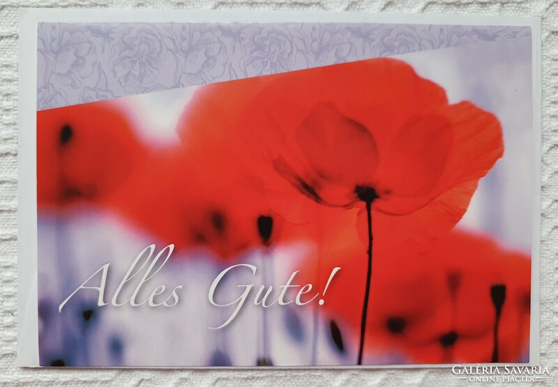 Greeting card with envelope, greeting card, greeting card, post card, German poppy pattern