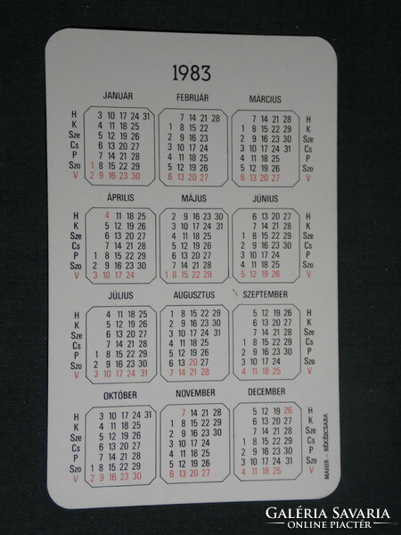 Card calendar, gorsium áfés Székesfehérvár, Csóri pike tavern, squirrel bistro, 1983, (4)