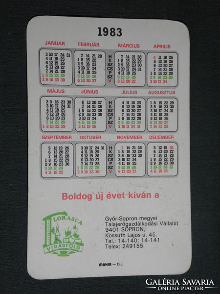 Card calendar, florasca flower farm, Győr sopron soil management company, 1983, (4)