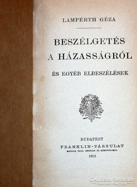 Lampérth's Géza discussion about marriage book