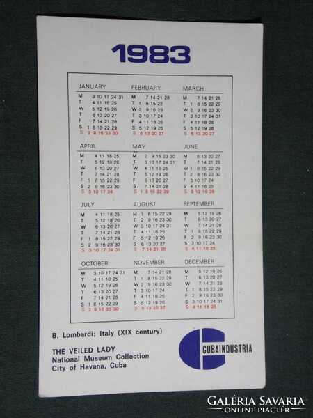 Card calendar, cuba, cubaindustria technology company, national museum, lady , 1983, (4)