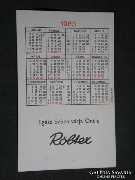 Card calendar, card calendar, röltex bétex textile store, yarn, thread, 1983, (4)