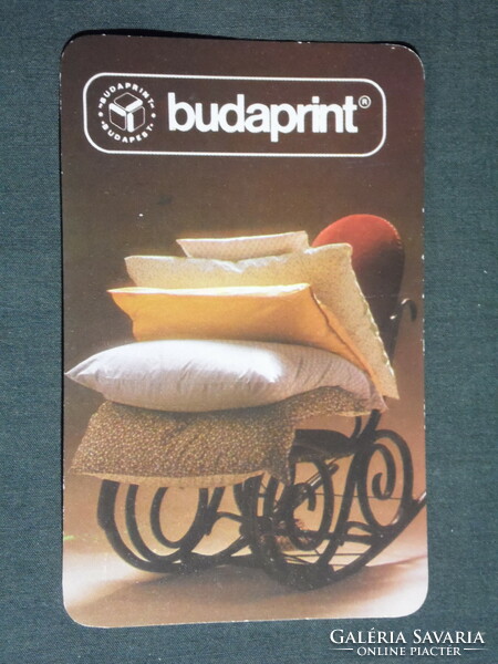 Card calendar, Budaprint cotton printing industry company, Budapest, rocking chair, bed linen, 1983, (4)