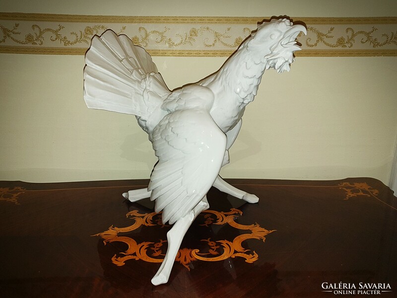 Huge white Herend rooster grouse figure