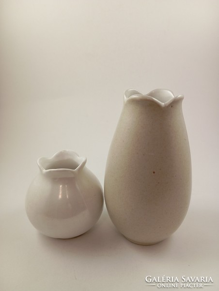 Retro Hungarian Kispest granite porcelain vases!