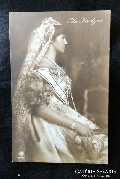 1916 The last crowned Hungarian queen, Queen Zita, Hungarian costume of the time, original photo photo sheet
