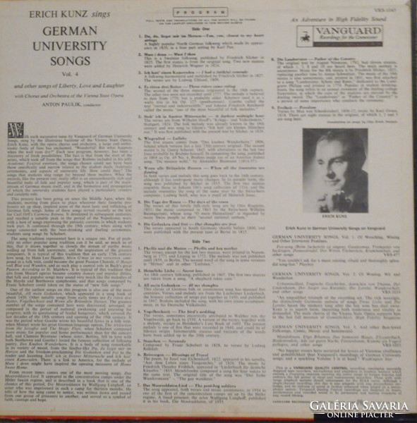 Kunz, ,Paulik - Kunz Sings Germn University Songs (Volume 4) (LP, Mono)