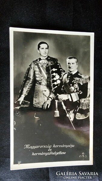 1942 HORTHY MIKLÓS + HORTHY ISTVÁN KORMÁNYZÓ HELYETTES DÍSZMAGYAR fotólap korabeli fotó - képeslap