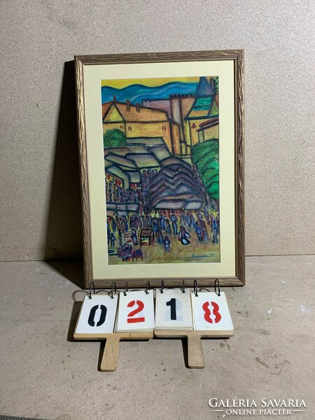 Boromissza with tibor sign, oil, cardboard painting, 70 x 48 cm. 0218