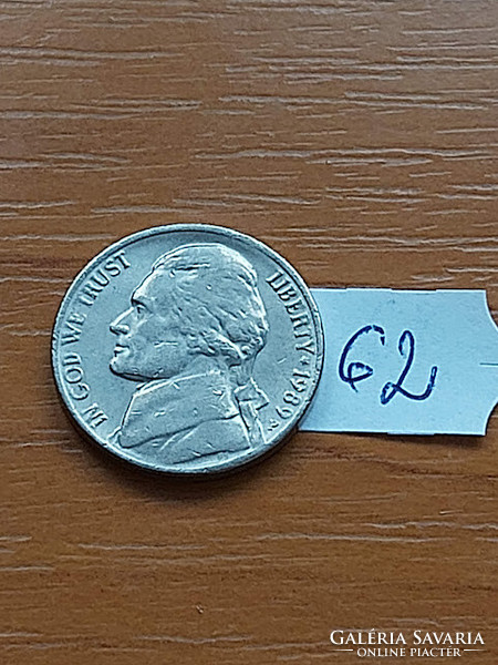 Usa 5 cents 1989 / p, thomas jefferson, copper-nickel 62