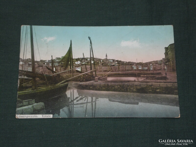 Postcard, detail of Lošinj harbor in Croatia, Mali