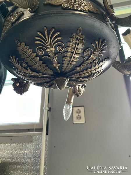 Antique bronze chandelier neo empire style.