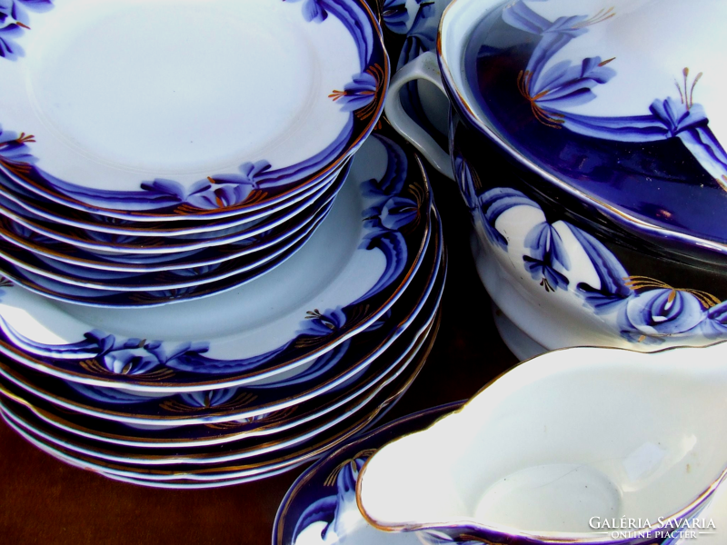 Tableware set in cobalt blue-gold No. 12, hand painted