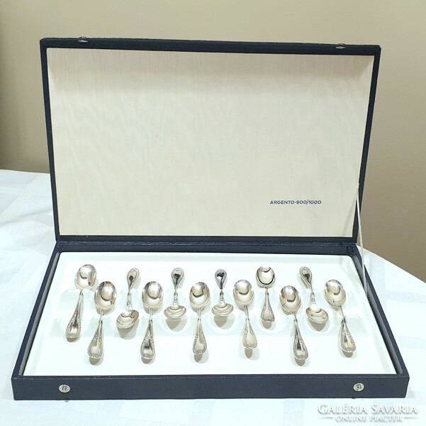 12 silver (800) coffee spoons in their original box