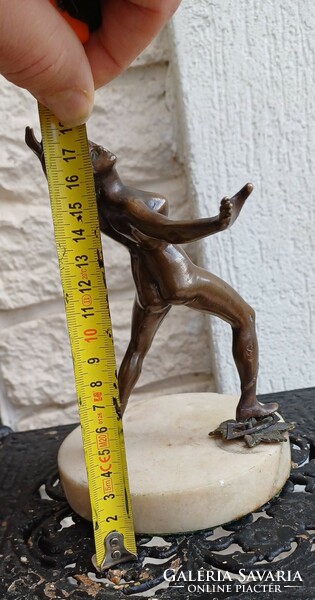I'm off! Antique bronze woman full nude statue skating, sporty, erotic