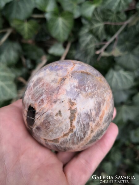 Beautiful moonstone and sunstone sphere, mineral