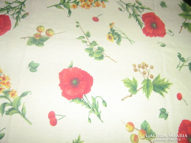 Cute vintage style summer floral poppy Italian tablecloth