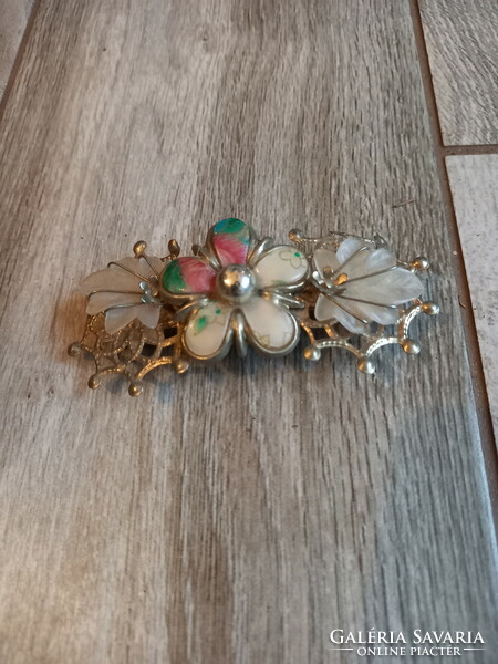 Luxurious old floral steel hair clip (10x4.5x2 cm)
