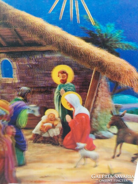 3D képeslap, Betlehem, kis Jézus,  három királyok látogatása (Akár INGYENES szállítással)