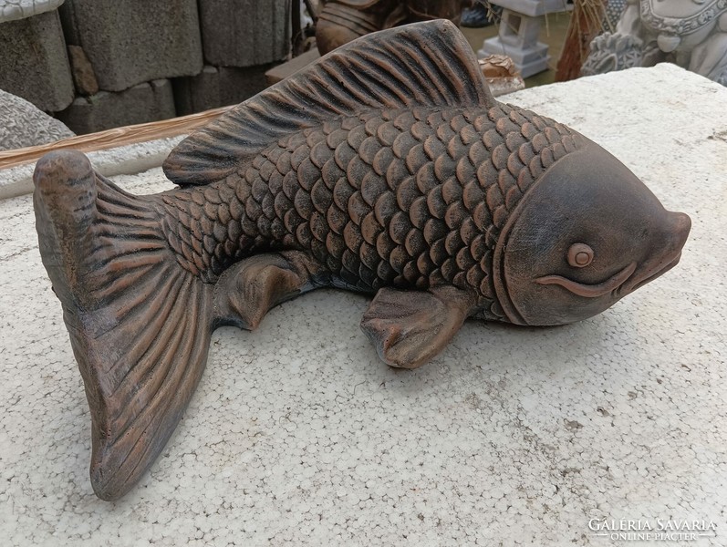 Fish koi koy carp outdoor frost-proof artificial stone solid Japanese garden statue angler gift