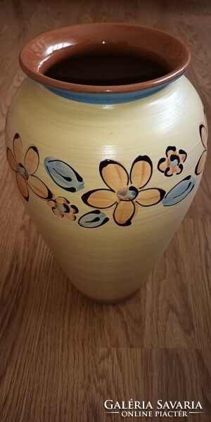 Hódmezővásárhely hand-painted ceramic vase 31 cm