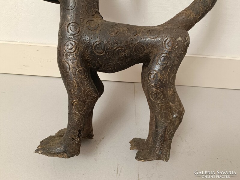 Antik benini nehéz bronz leopárd párduc szobor Afrika Benin 465 A 8207