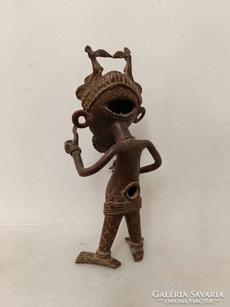 Antik afrikai szobor benini bronz harcos figura Benin 466 8204