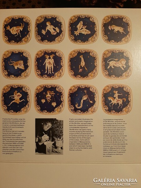 Ole Winther's poetic illustration of a Gemini zodiac porcelain decorative plate