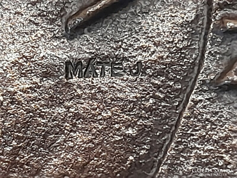 János Máté (1938 - 2014): Balaton mermaid - cast bronze decorative wall plate
