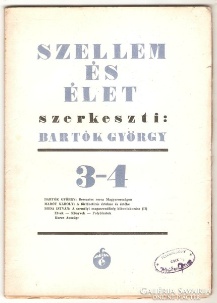 Bartók György: ﻿Szellem És Élet  1938