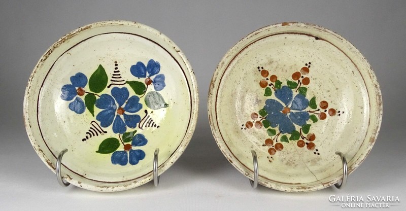 1P991 antique Szilágyság earthenware bowl, pair of bowls 16.5 Cm