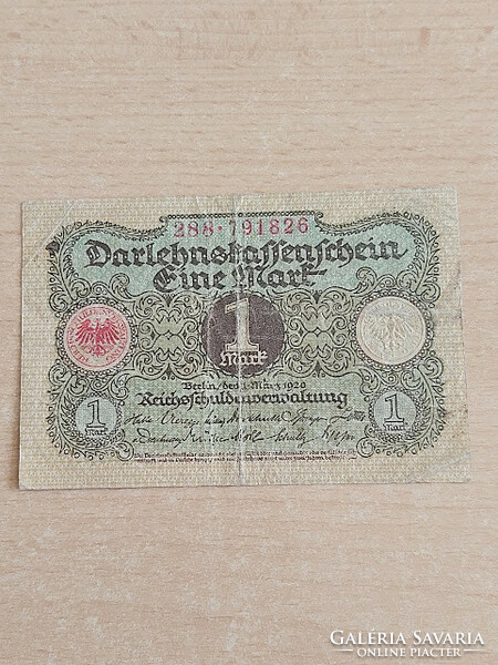 NÉMETORSZÁG 1 MÁRKA 1920 Darlehnkassenschein  288